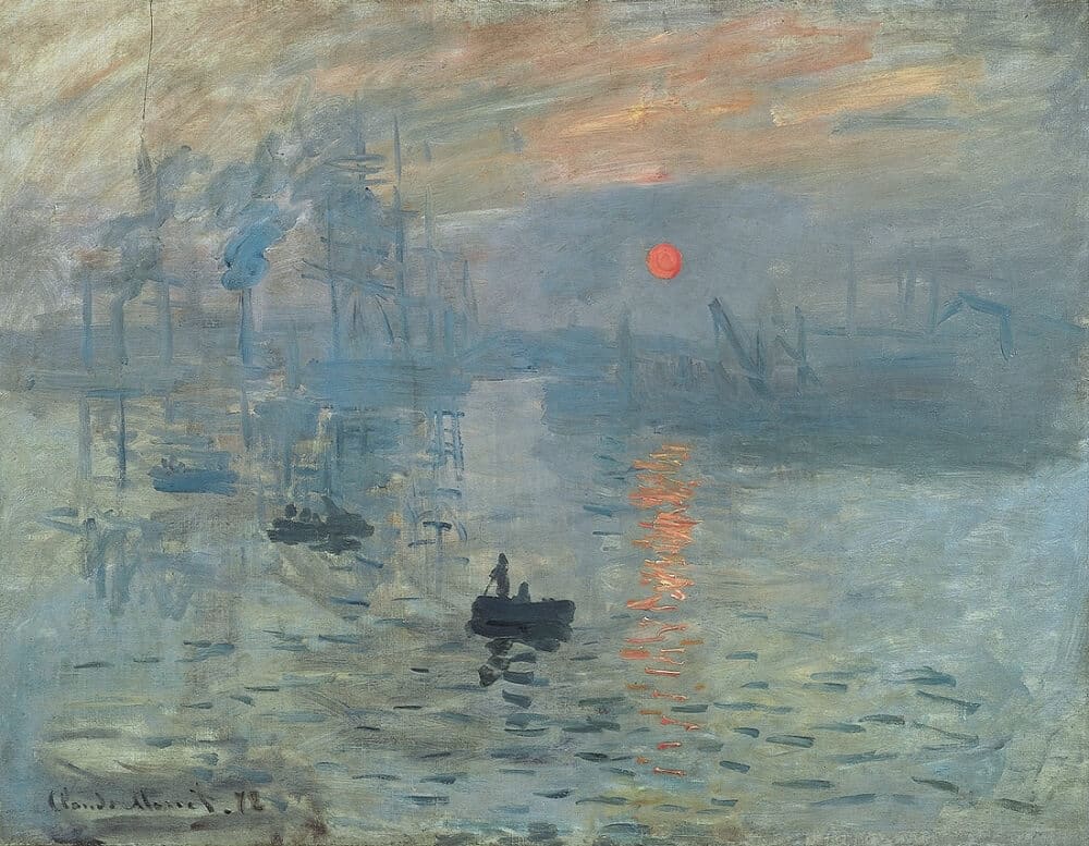 The painting "Impression sunrise" by claude monet.