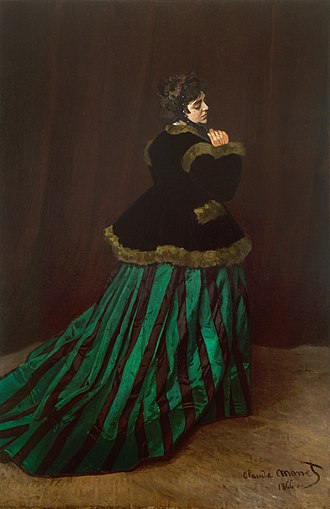 The painting "The woman in a green dress" By Claude Monet
